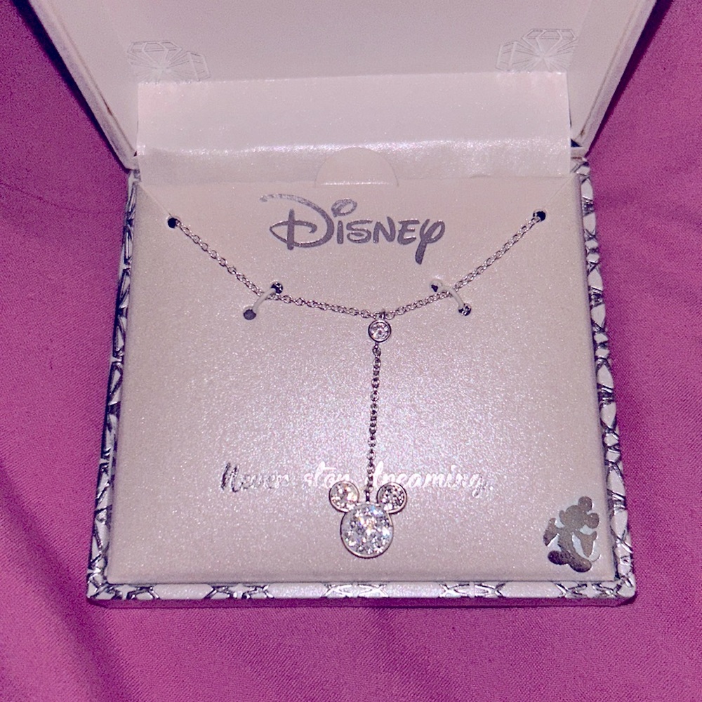 Sterling Plated Gemstone Mickey Mouse Necklace